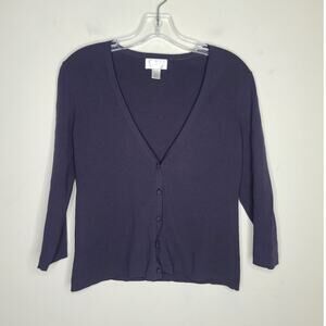 Ann Taylor Loft navy blue v-neck cardigan sweater - medium